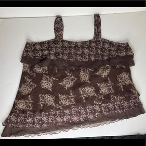 Avenue Brown Flower Layered Tank